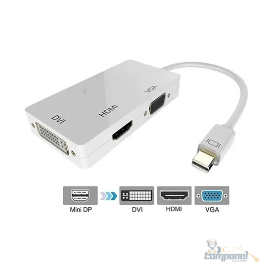 Cabo Adaptador Mac Thunderbolt/mini Displayport 3x1 Hdmi Vga DVI Femea